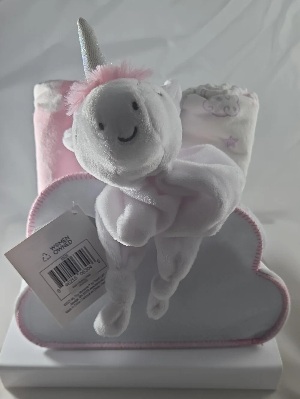 Welcome Little One: Plush Unicorn Security Blanket, 3 Receiving Blankets.